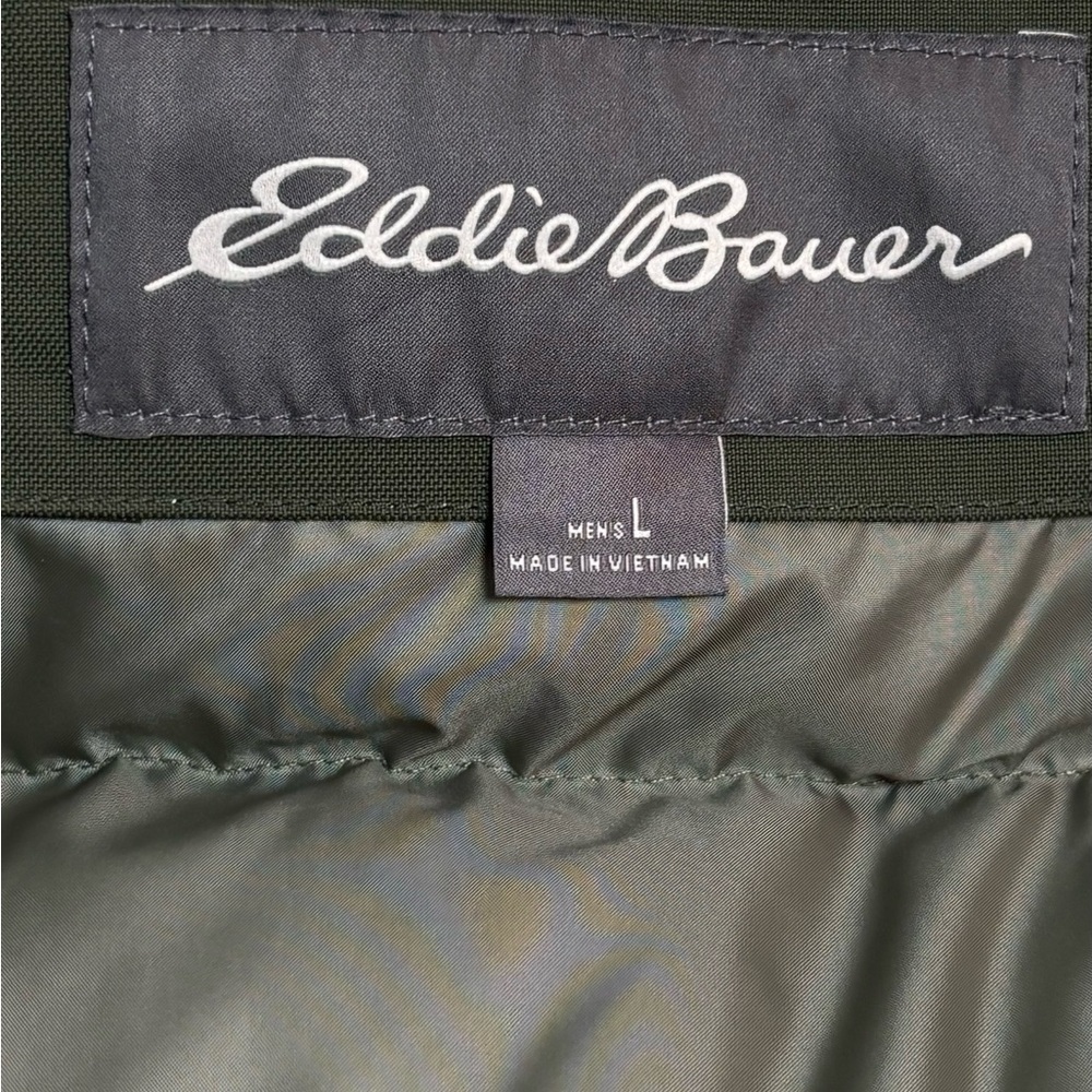 Eddie Bauer Men’s Superior Down Parka Jacket  Large Army Green  w Faux Fur Trim - Picture 6 of 17